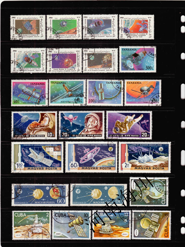 Collectible Vintage Postage Stamps - 100 Selos Postais Diferentes do Espaço