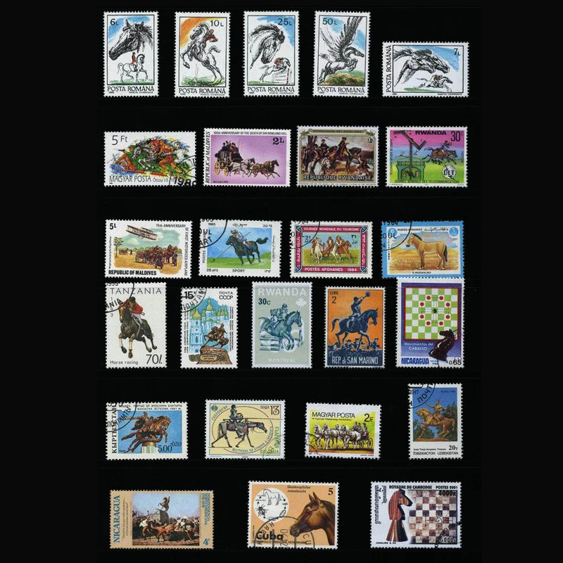 Selos postais 50 cavalos difer - Collectible Vintage Postage Stamps avaliação e preço