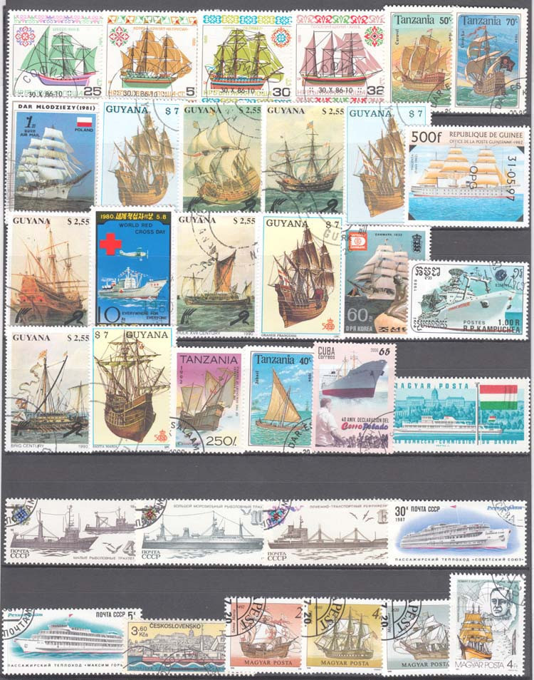100 selos especiais de navios  - Collectible Vintage Postage Stamps avaliação e preço